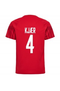 Denemarken Simon Kjaer #4 Voetbaltruitje Thuis tenue WK 2022 Korte Mouw